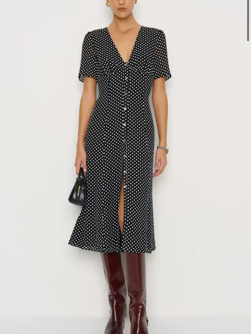 NWT Reformation Lise Dress (Caviar Dot)